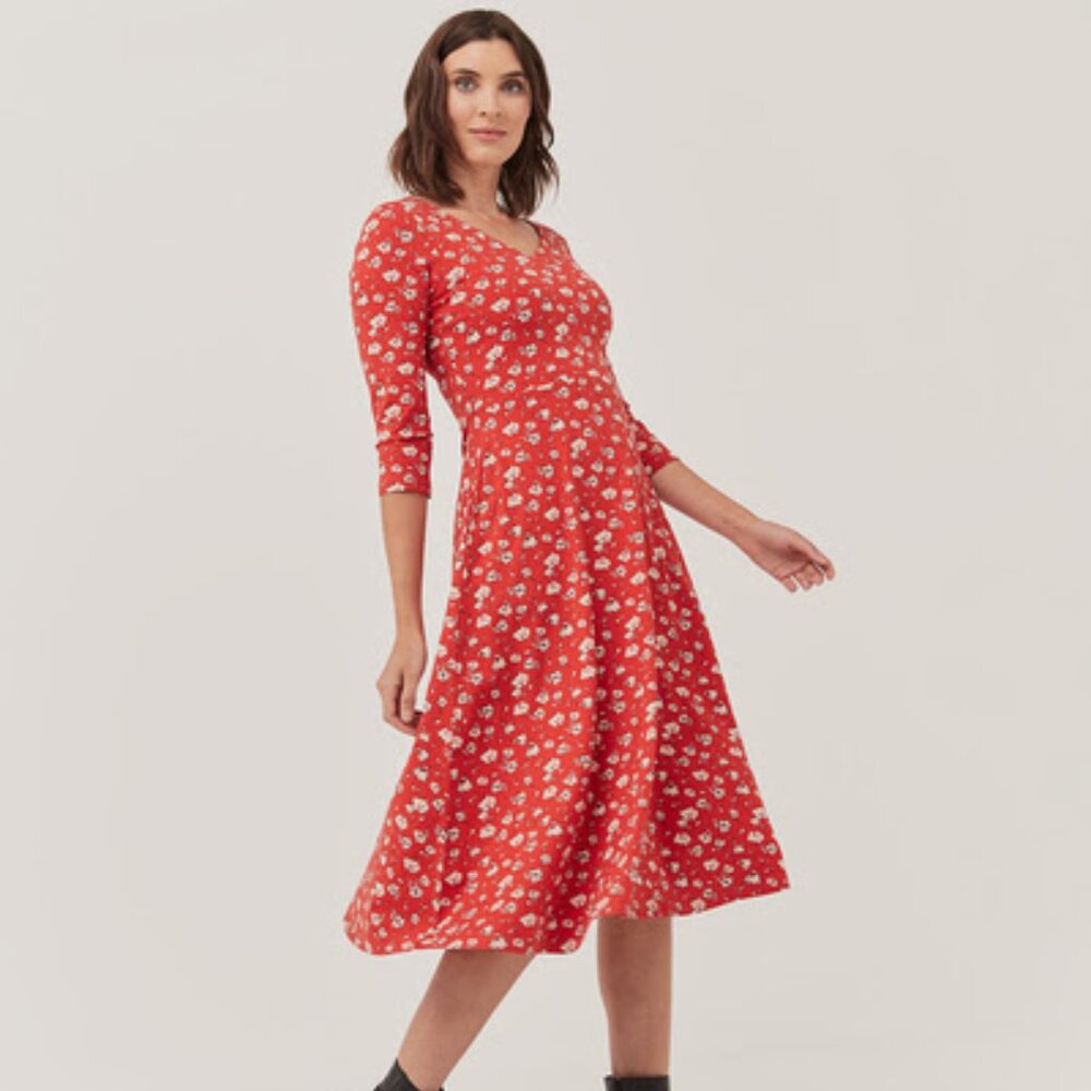 NWOT: Pact - Women's Floral Fit & Flare Midi Dress